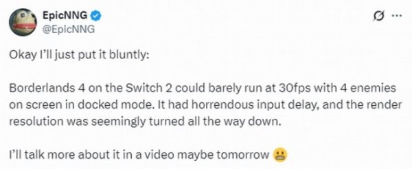 启运操盘 《无主之地4》Switch 2版表现不佳 玩家吐槽帧率与画质难以接受