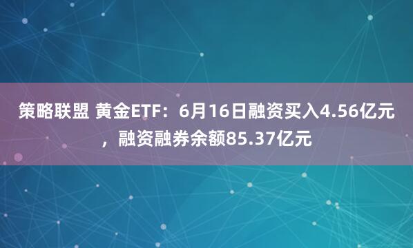 策略联盟 黄金ETF：6月16日融资买入4.56亿元，融资融券余额85.37亿元